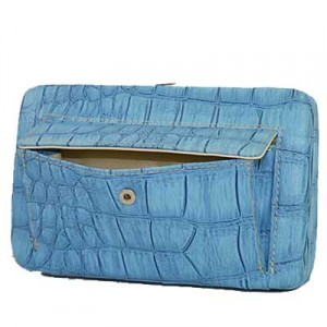 blue croc wallet