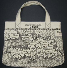 Scarlett-Johanson-H_496743t This handbag, designed by Scarlett Johansson, for Haiti depicts an old map of Hispanola. Photo from Independent.ie.