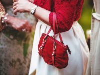 red woman's handbag