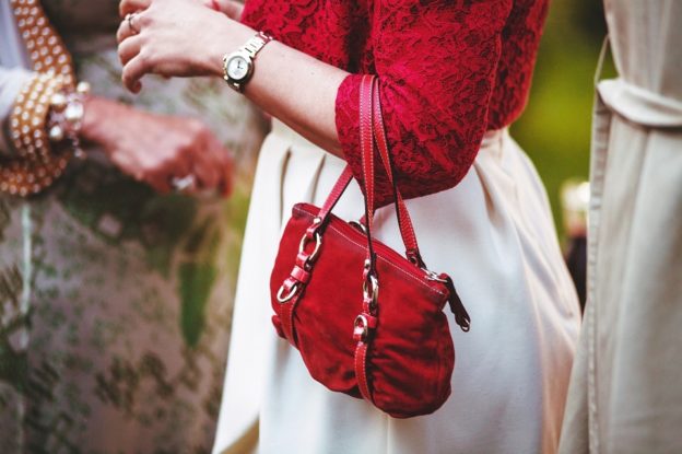 red woman's handbag