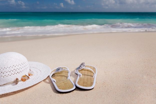 Summer shoes on beach