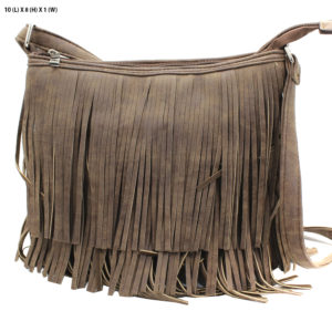 brown fringe handbag